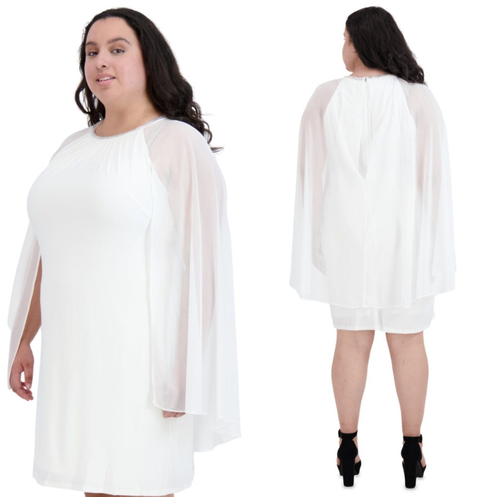 R & M RICHARDS PLUS SIZE CAPE DRESS - Picture 2 of 5